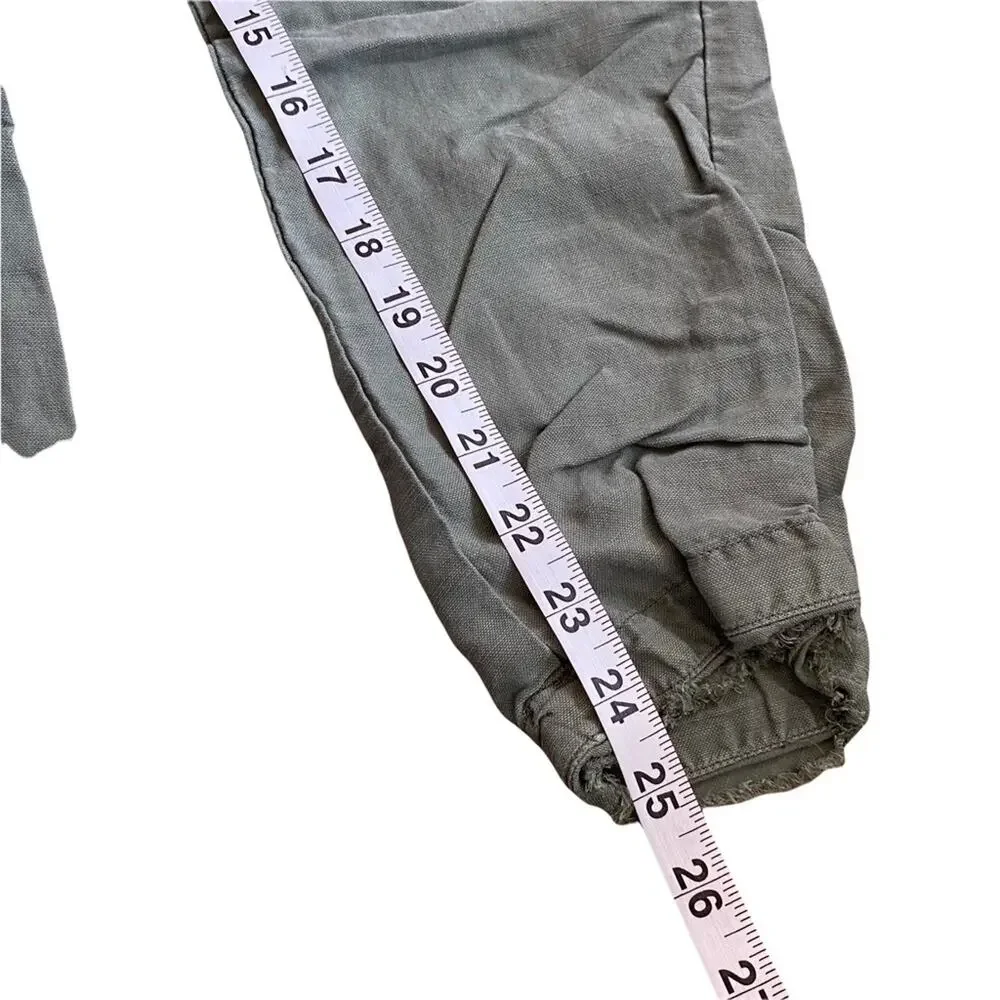 Joie Linen Blend Jogger Pants Olive Green Size 4 Mid Rise Casual